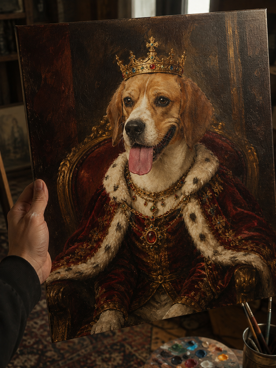 Gotowy portret — Beagle w koronie